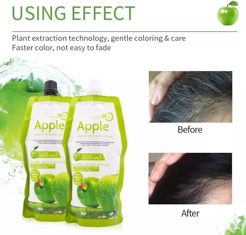 Apple Coloring Cream 96 Dark Black - Ammonia Free for Hair and Beard