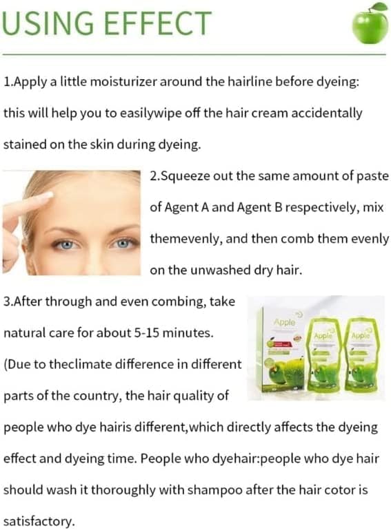 Apple Coloring Cream 96 Dark Black - Ammonia Free for Hair and Beard