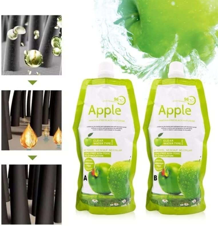 Apple Coloring Cream 96 Dark Black - Ammonia Free for Hair and Beard