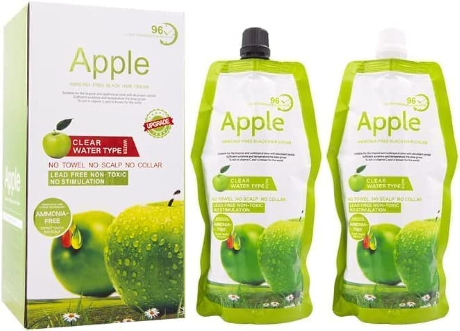 Apple Coloring Cream 96 Dark Black - Ammonia Free for Hair and Beard