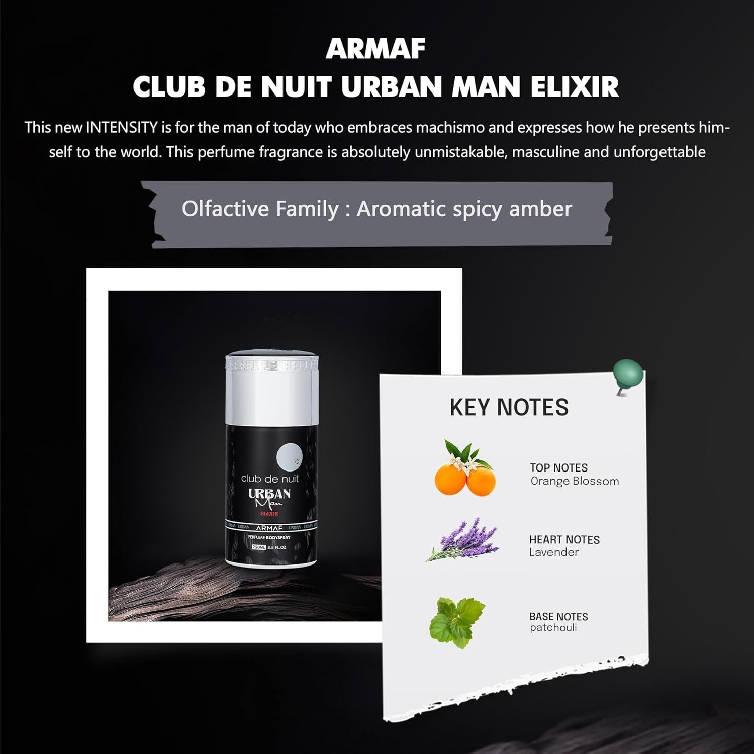 Armaf Club de Nuit Urban Man Elixir Body Spray - 250ml for Men