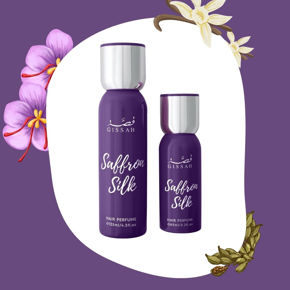 Qissa Saffron Silk Hair Mist Set - 135ml + 65ml | 2 Pieces
