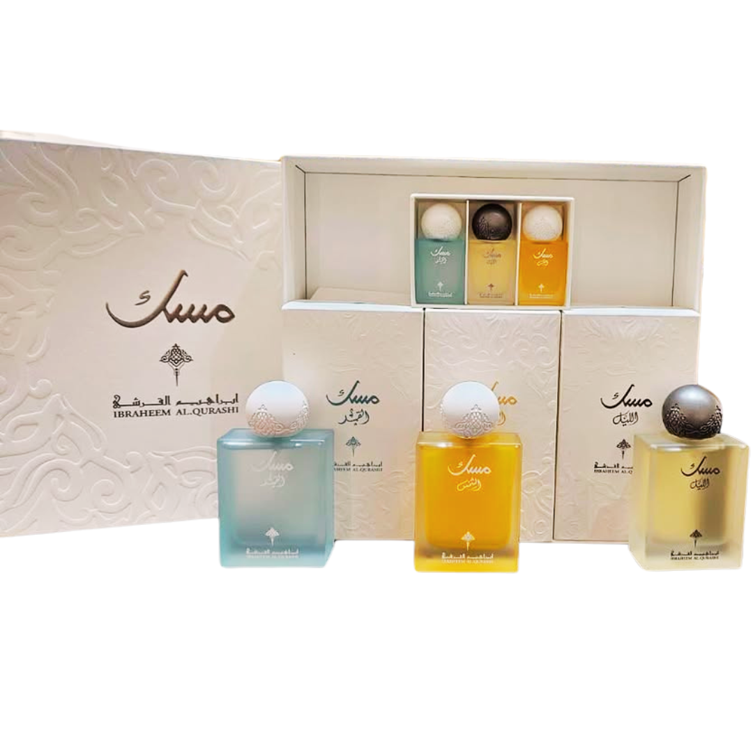 Musk Collection by Ibrahim AlQurashi Sun, Night, and Moon + Box of 3 Mini Perfumes